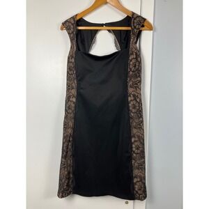 Jackie Jon New York Black Lace Back Cutout Holiday Party Sheath Dress Size 12